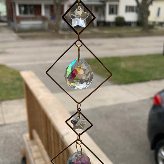 Gold Sun Catcher - Squares with Stars