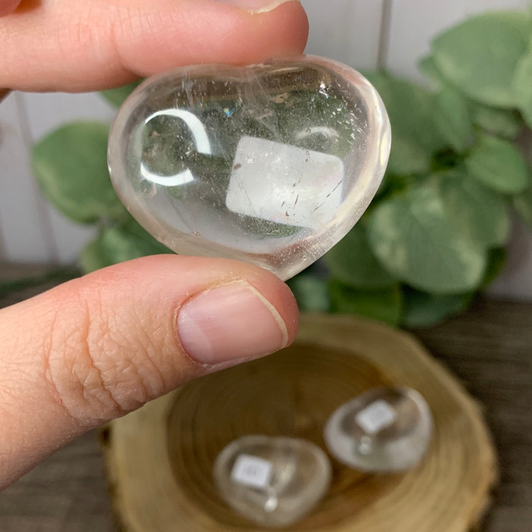 Clear Quartz Carved Hearts