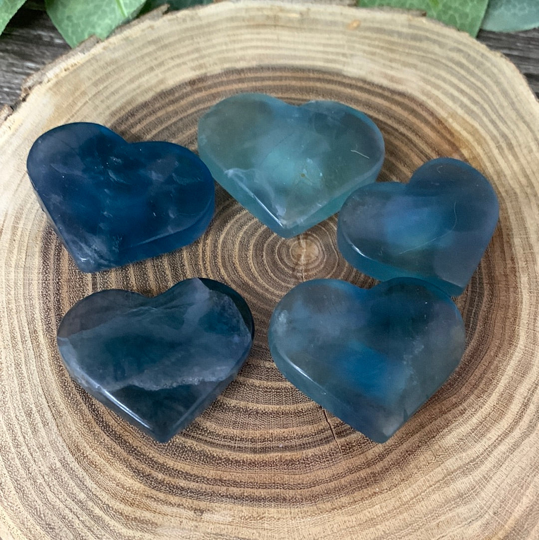 Blue Fluorite Carved Hearts