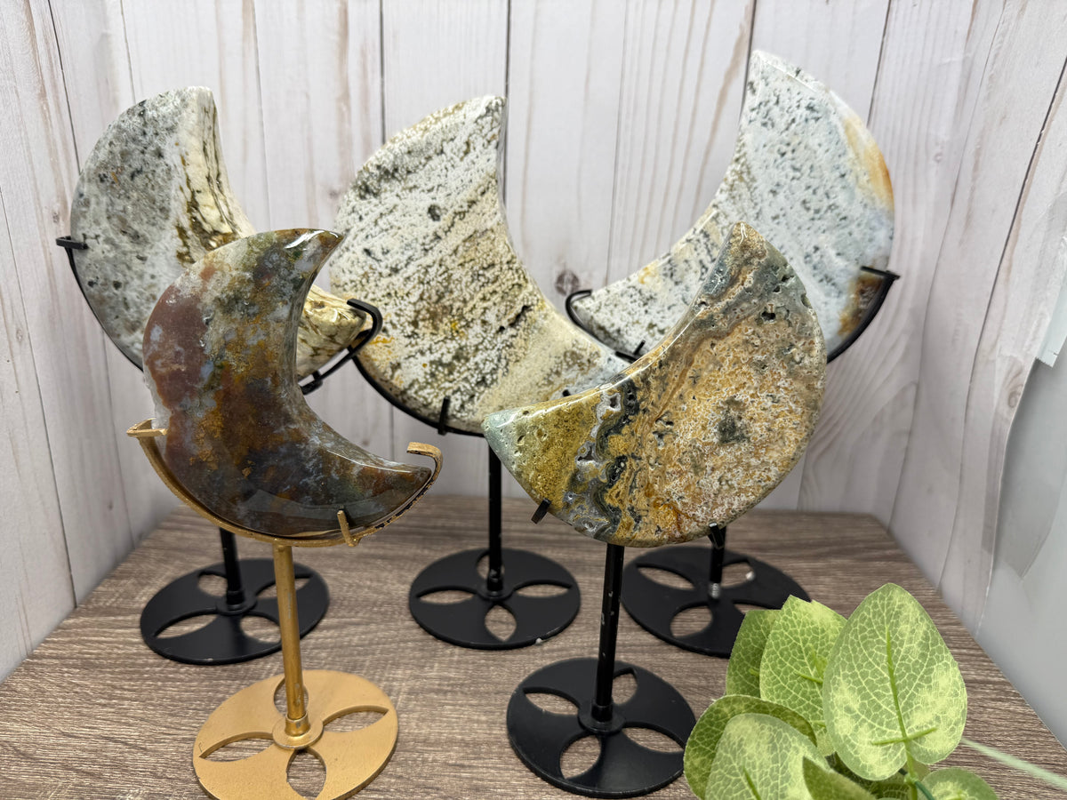 Ocean Jasper Moons on Stands