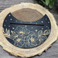 Card Stand, Card Holder, Card Board - Wooden Half Moon, Flowers & Stars (black)