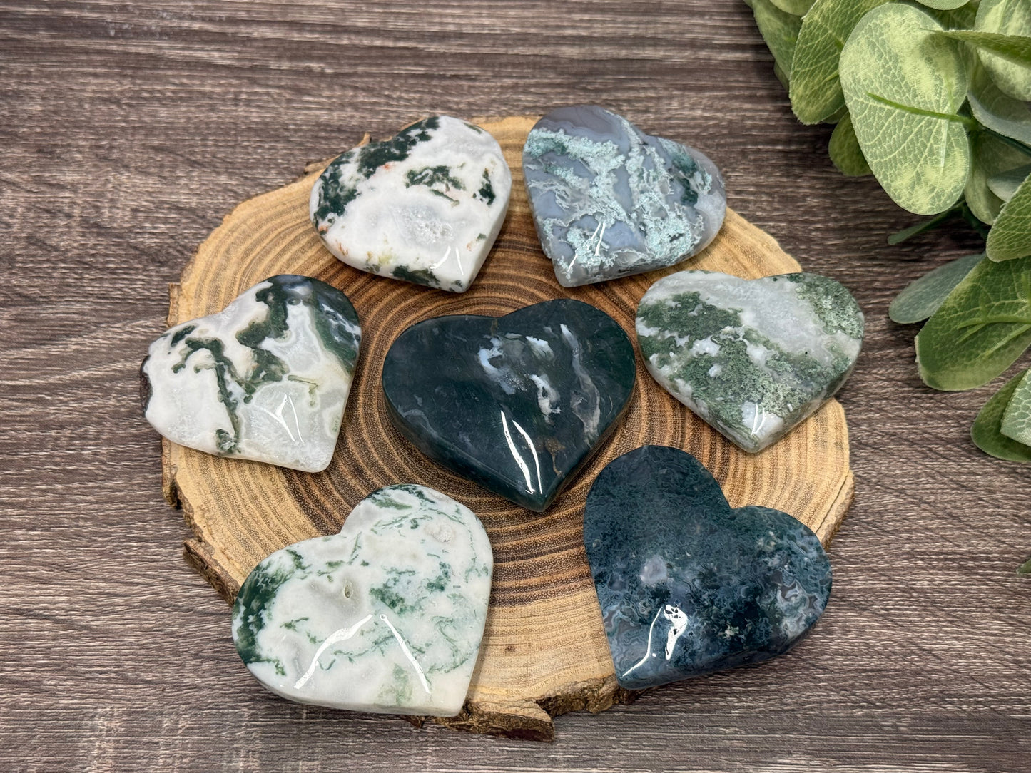 Moss Agate Hearts