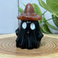 Obsidian Ghost Carving with Different Crystal Hats