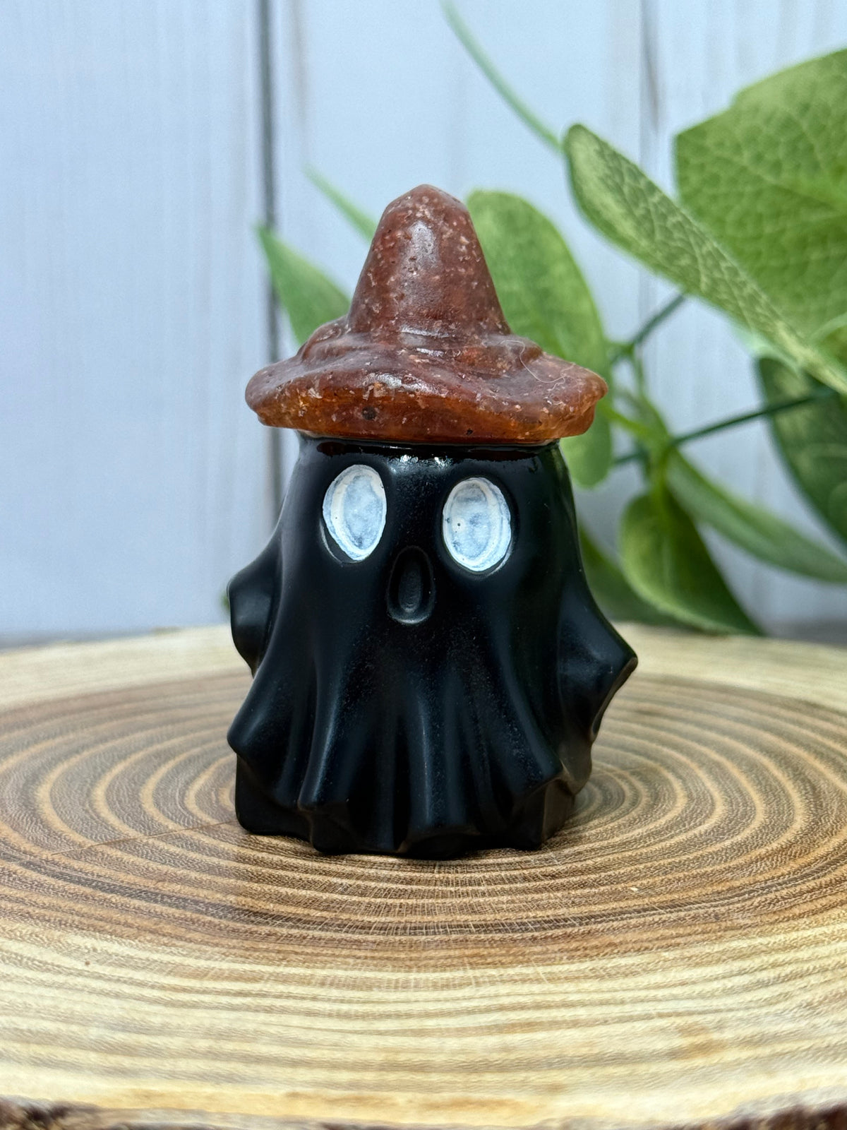 Obsidian Ghost Carving with Different Crystal Hats