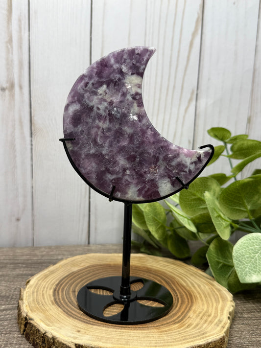 Lepidolite Moon on Stand
