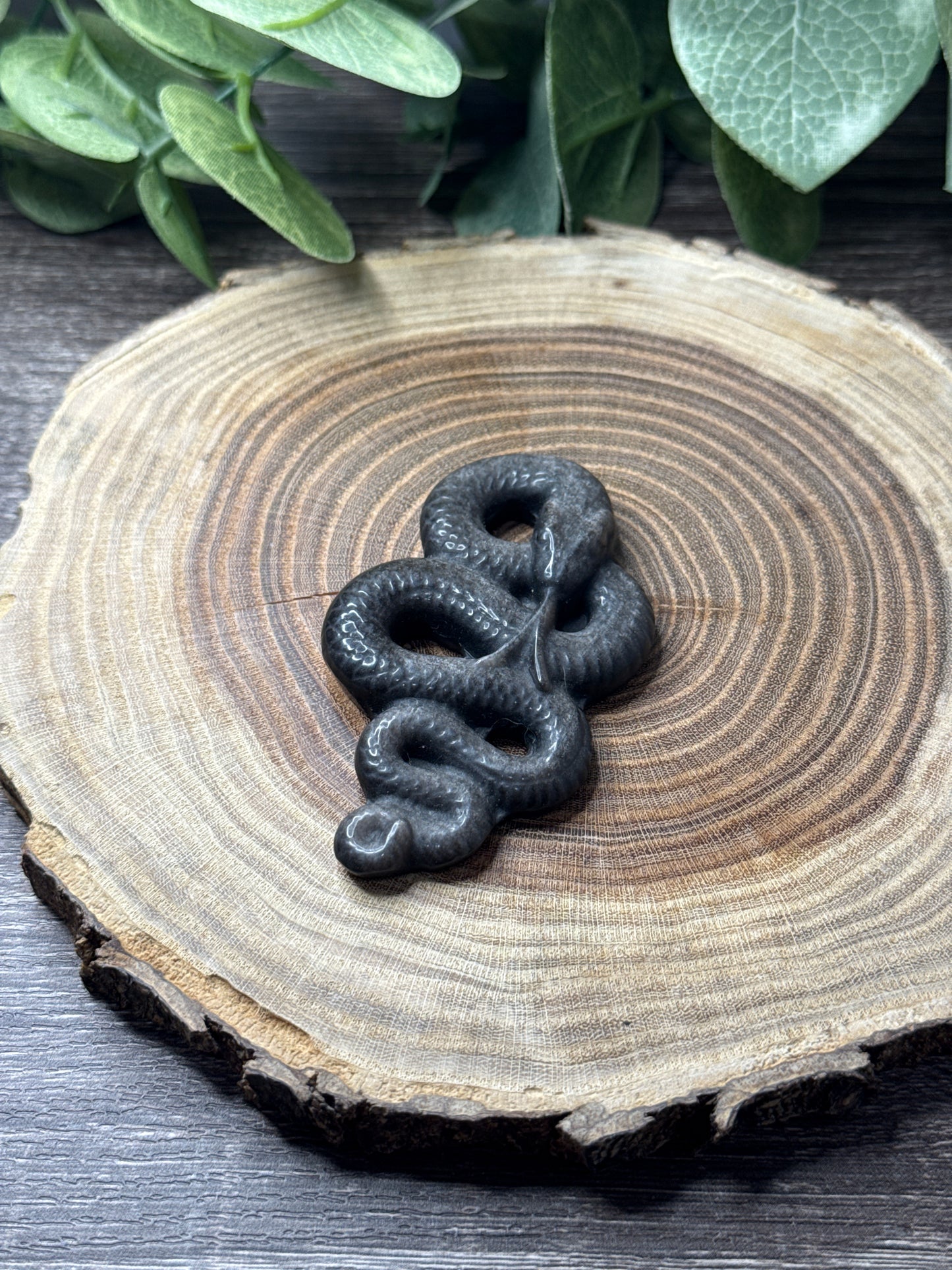Snake Carvings - Gold or Silver Sheen Obsidian