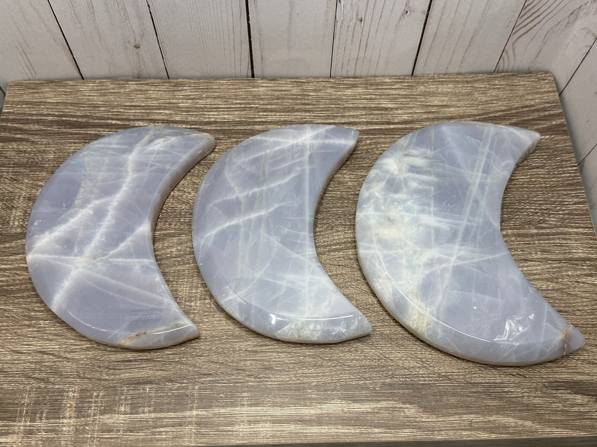 Blue Rose Quartz Large Moons (no stands)