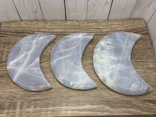 Blue Rose Quartz Large Moons (no stands)