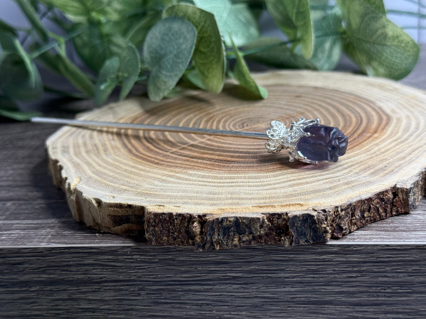 Fluorite Rose Hair Pins