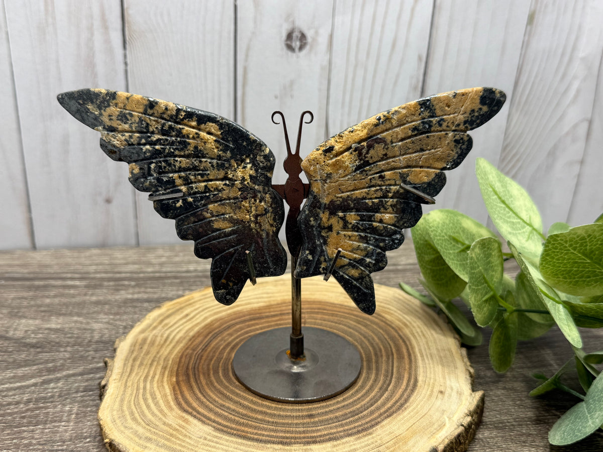Butterfly Wings on Stand - Rhodonite