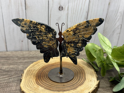 Butterfly Wings on Stand - Rhodonite