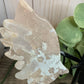 Flower Agate Angel Wings with Stand