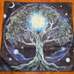 Altar Cloth -  Blue, Navy, Cyan Tree with Large Full Moon