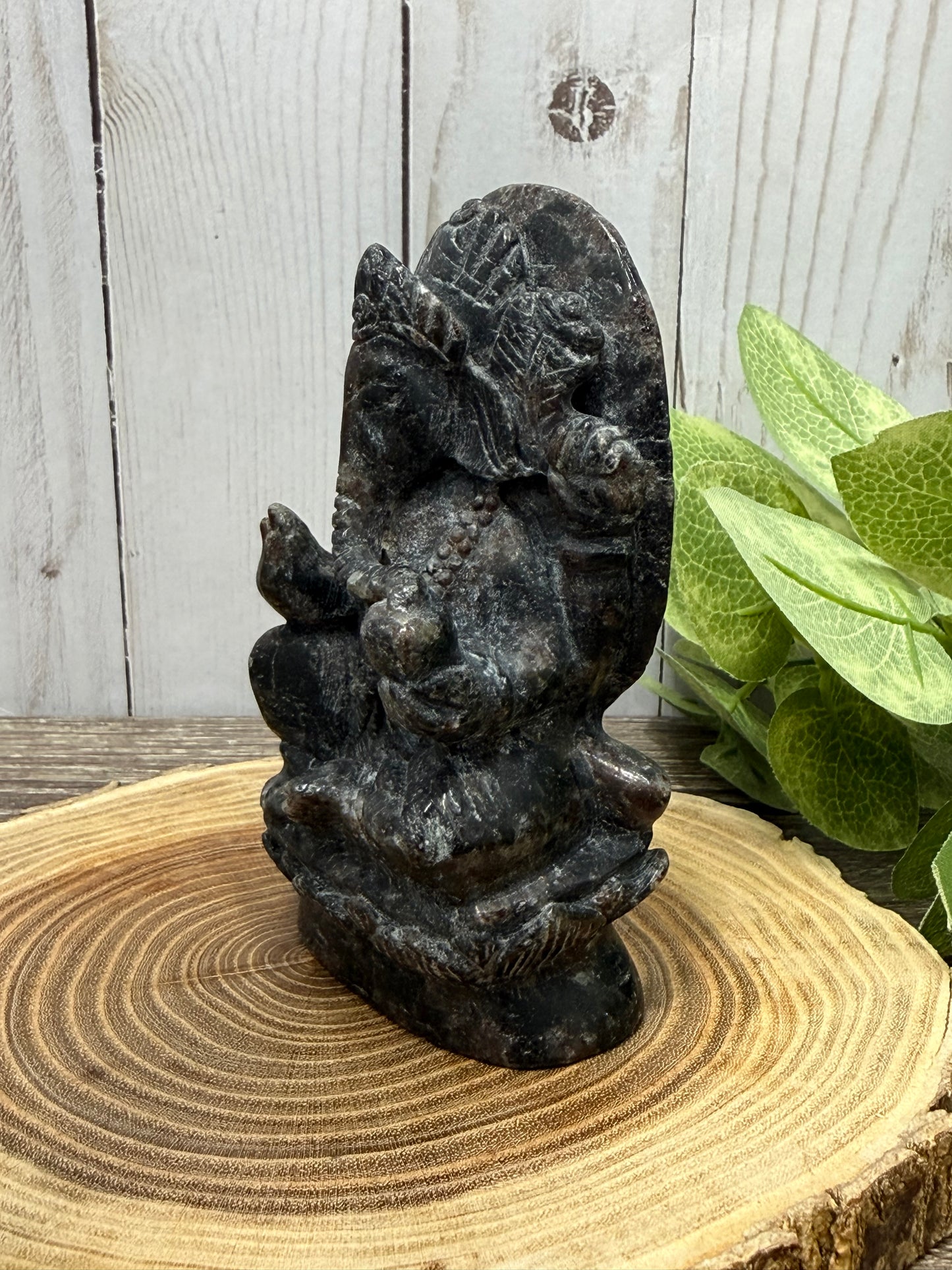 Ganesh Garnet and Astrophyllite Carving - Statement Piece