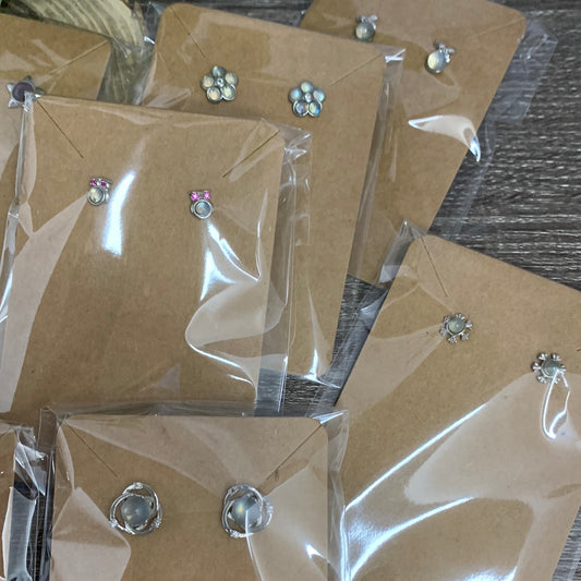 Crystal Earrings - 925 Silver, plastic backs