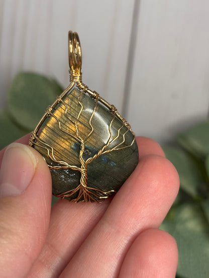 Labradorite Wire Wrapped Tree Pendant