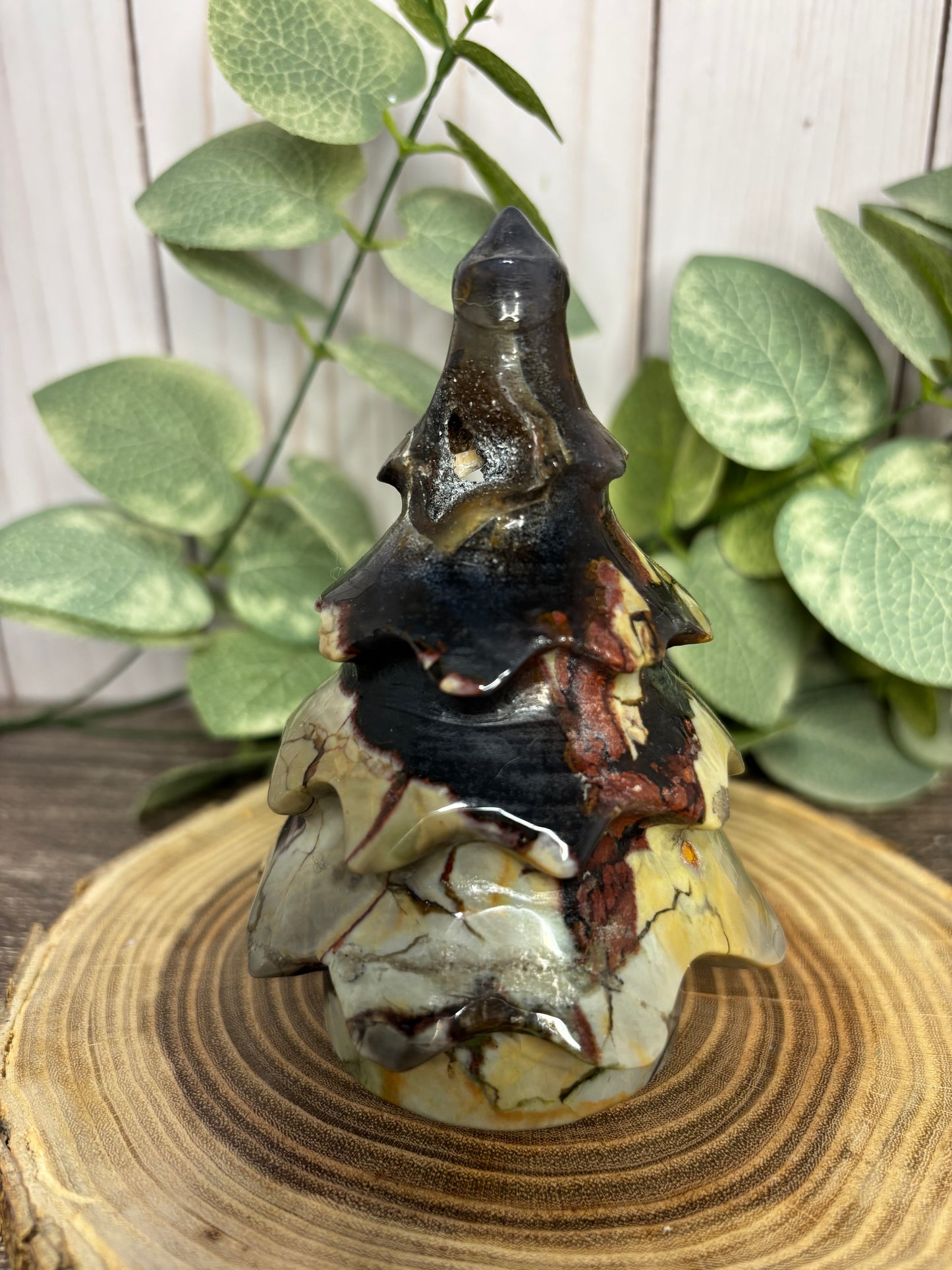 Lava Agate - Christmas Tree & Snowman Carvings