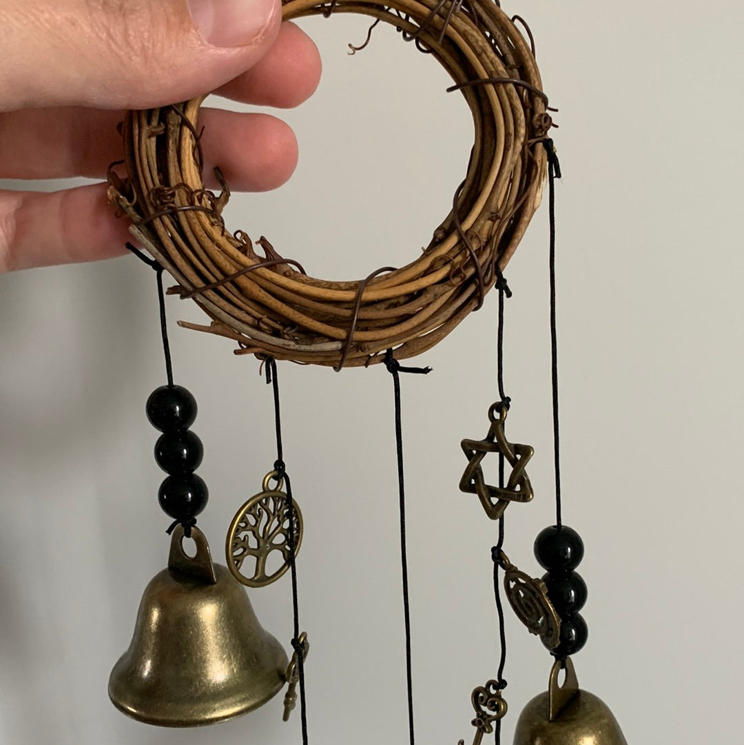 Witch Bells for Home Protection, 3 Bells & lots of charms (no bottle or crystal)