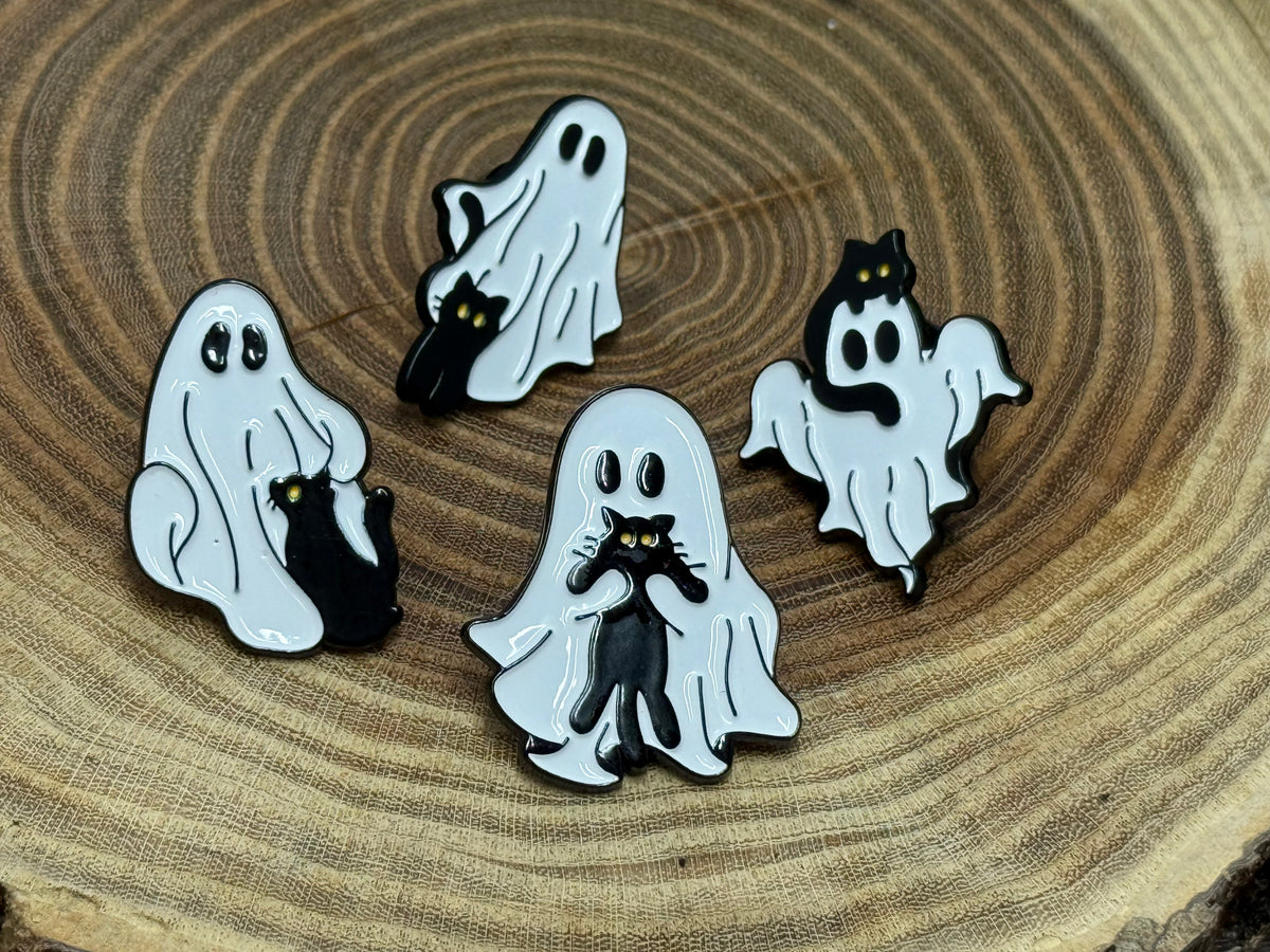 Ghost and Cat Pin - Multiple Designs