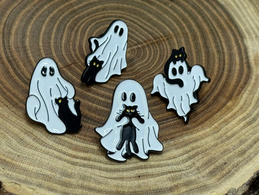 Ghost and Cat Pin - Multiple Designs