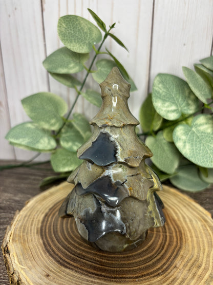 Lava Agate - Christmas Tree Carvings