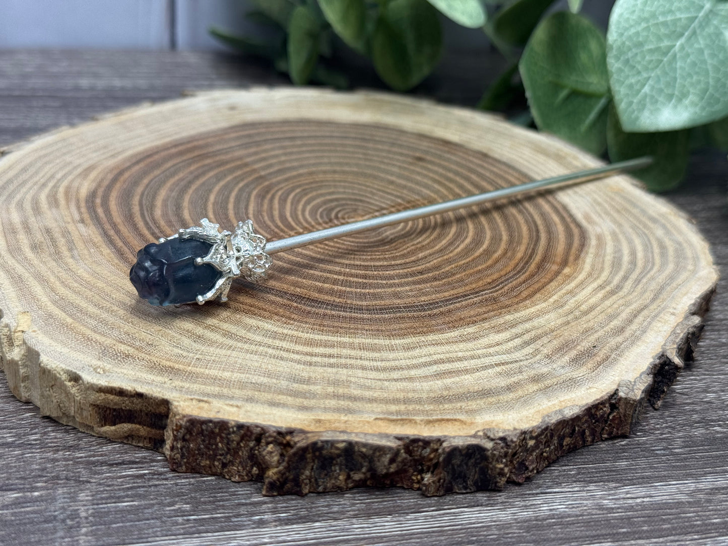 Fluorite Rose Hair Pins