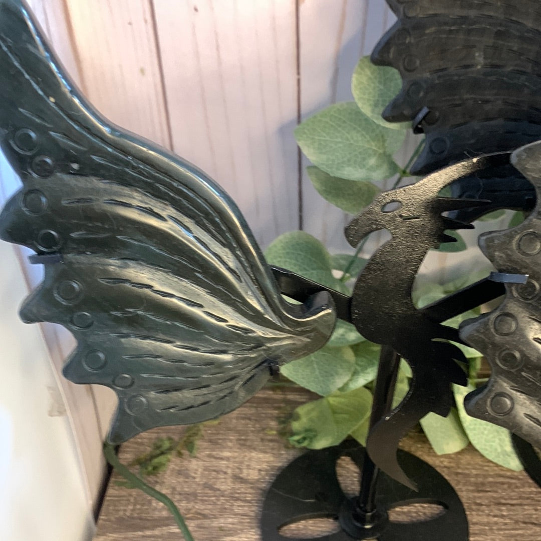 Dragon Wings on Stand - Black Obsidian Large