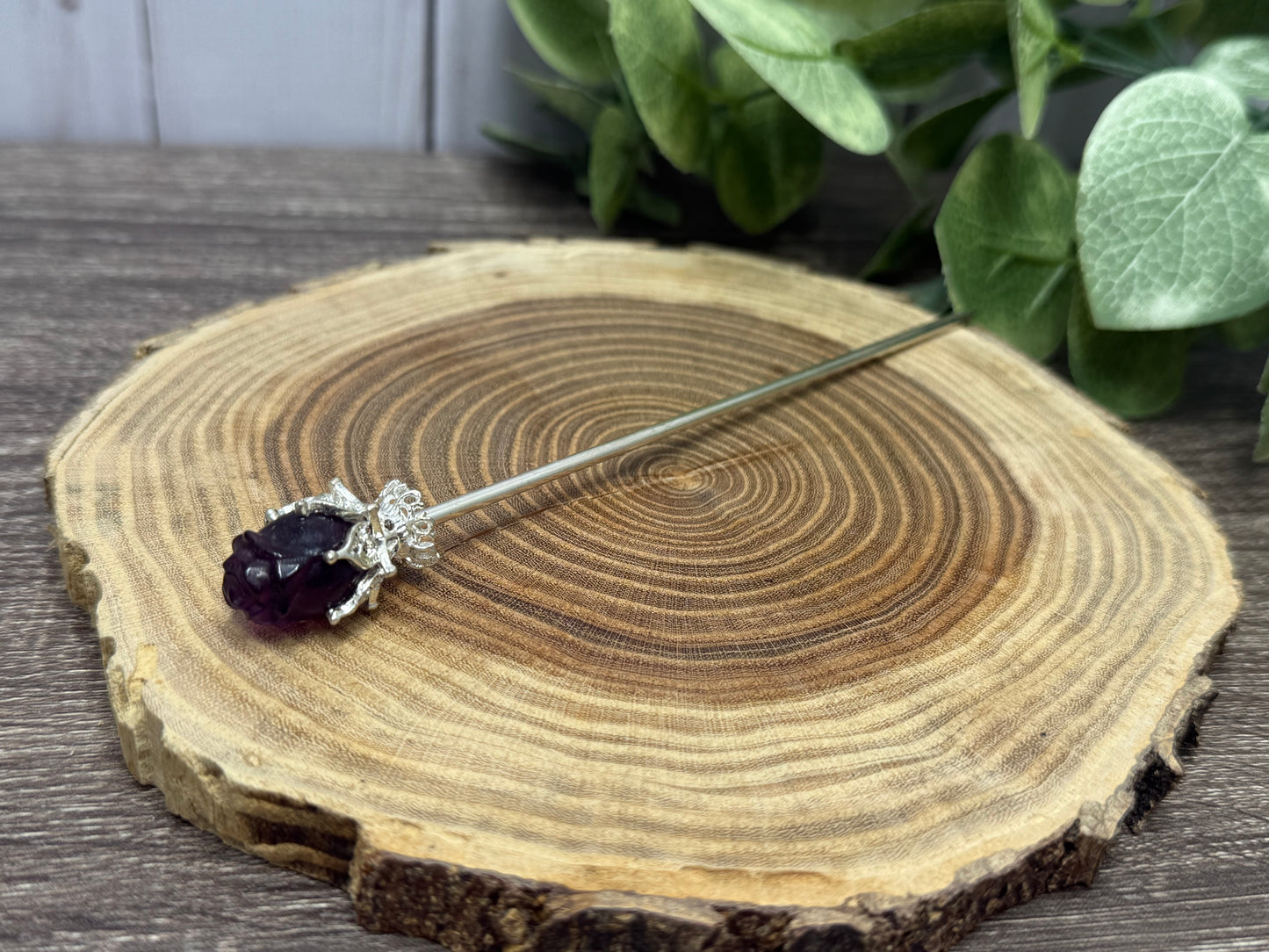 Fluorite Rose Hair Pins