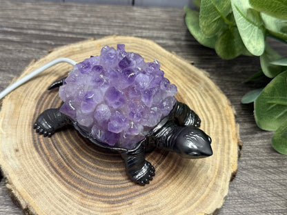 Amethyst & Clear Quartz Turtle Lights/Lamps