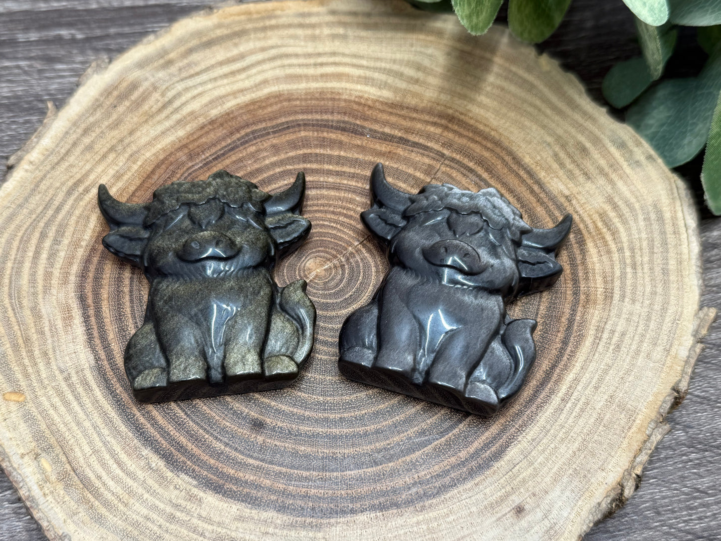 Highland Cow Carvings - Gold Sheen Obsidian