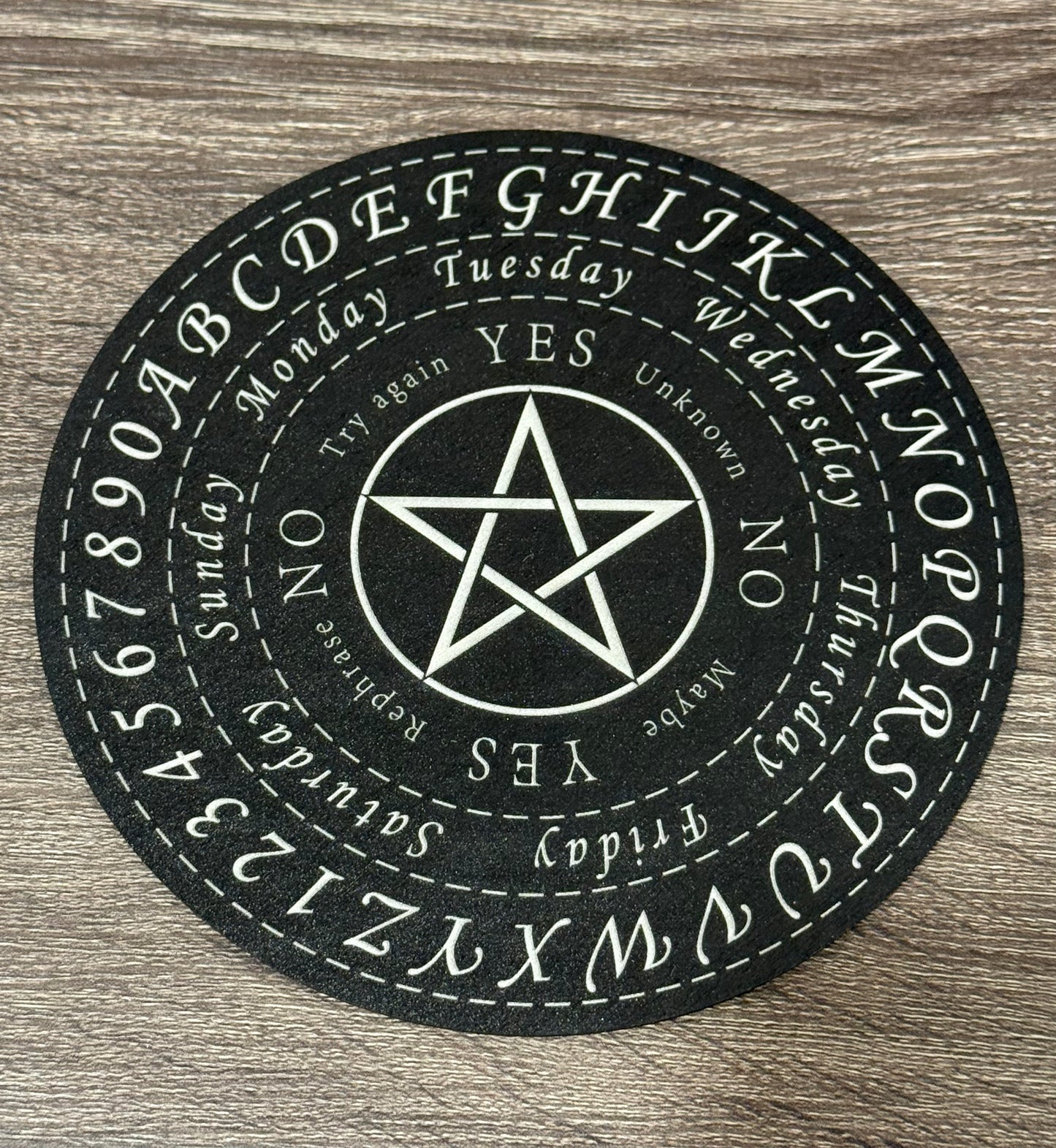 Pendulum Board - Pentacle, Alphabet, Days of the Week, Numbers Black