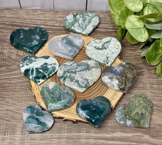 Moss Agate Hearts