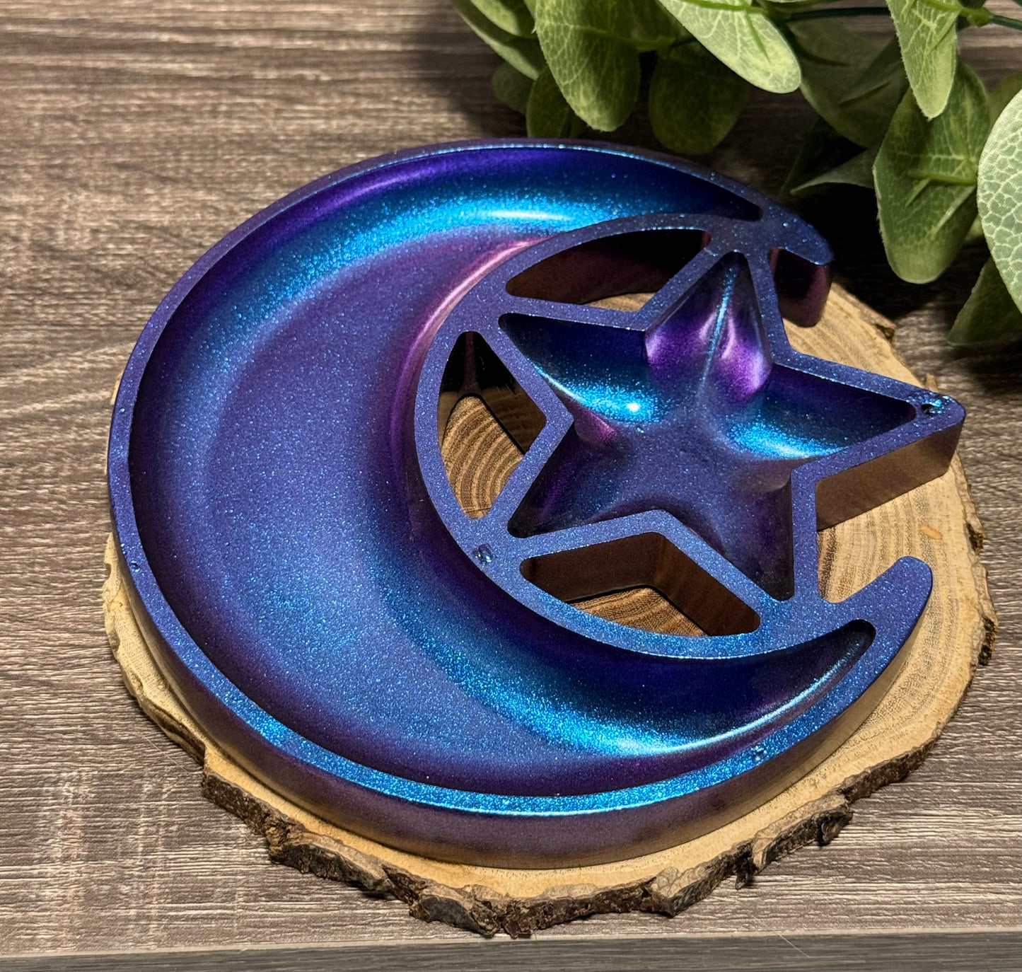 Moon and Star - Wooden (painted metallic)