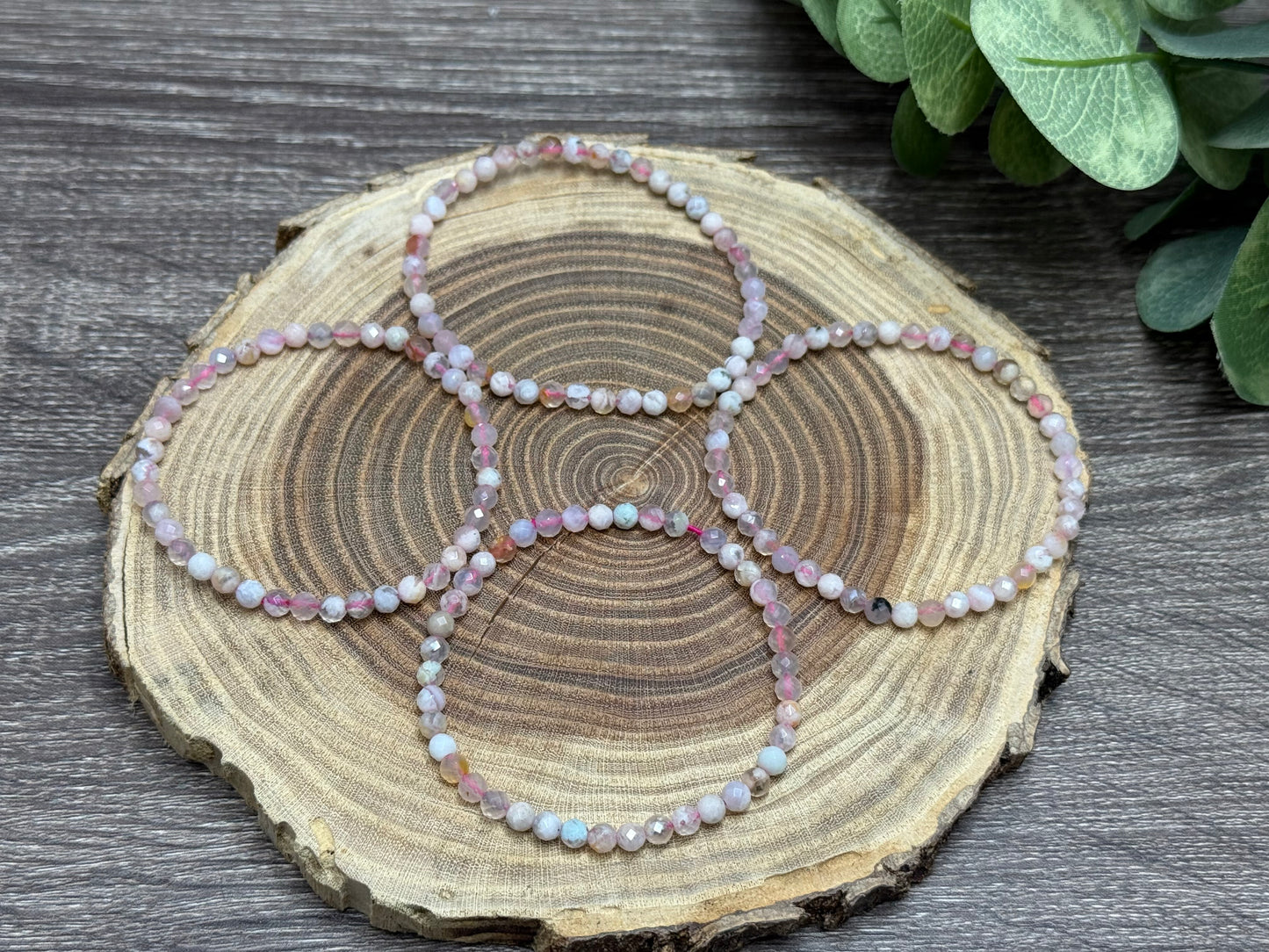 Flower Agate - Faceted Bracelet 4 mm