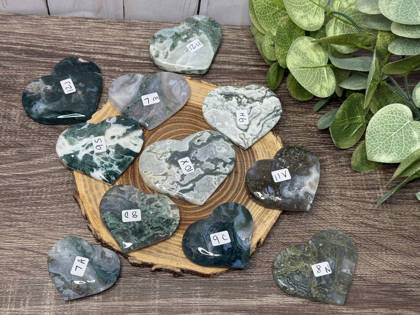 Moss Agate Hearts