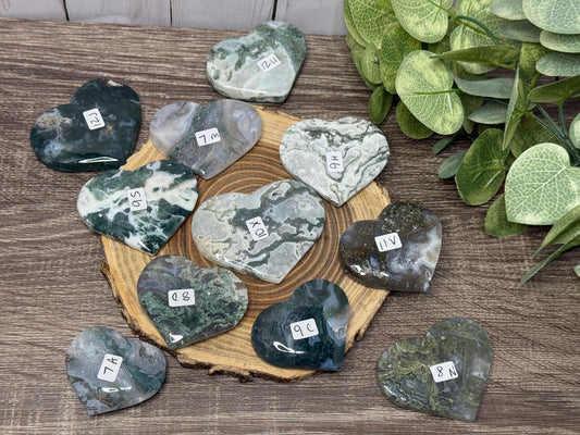 Moss Agate Hearts