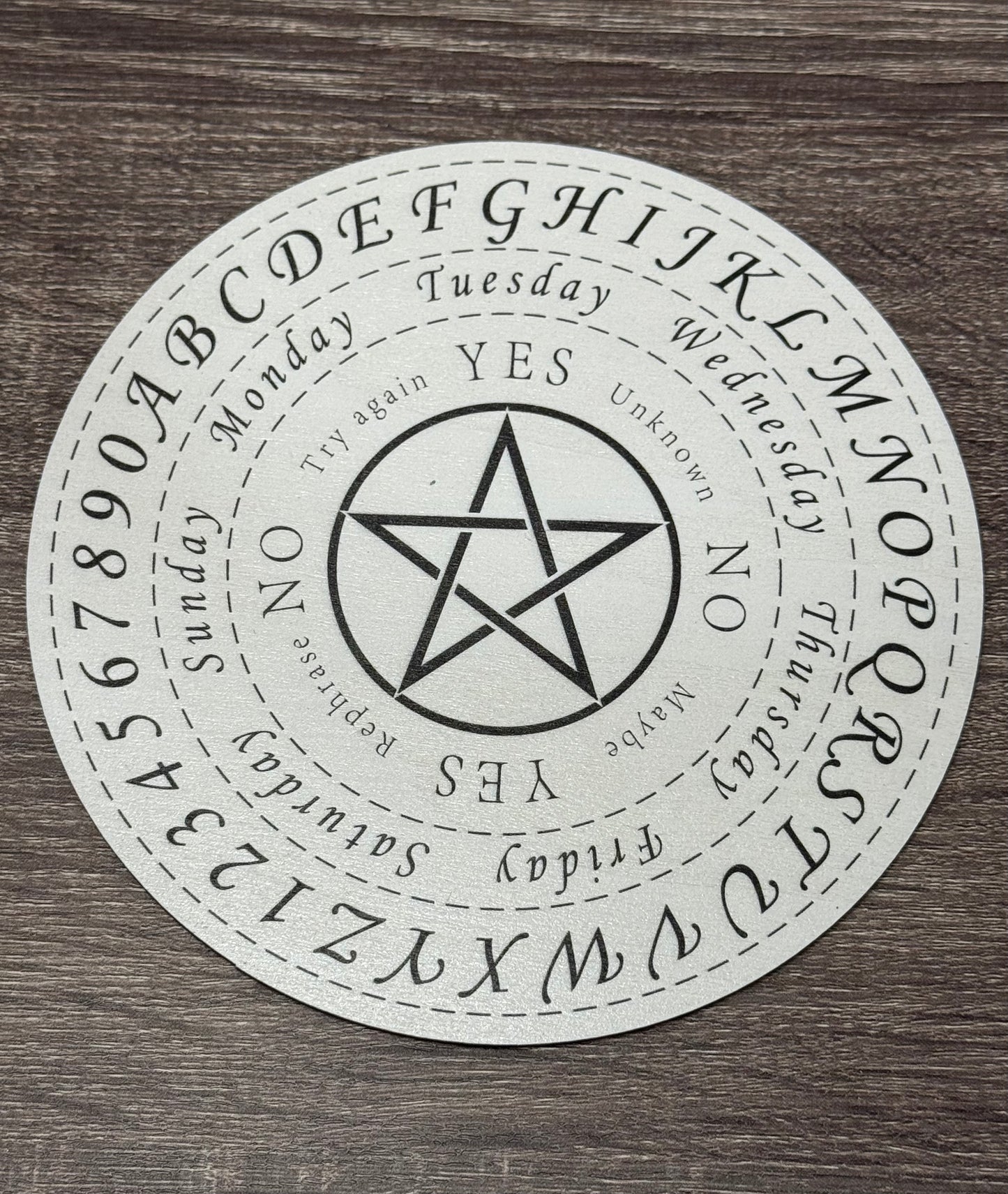 Pendulum Board - Pentacle, Alphabet, Days of the Week, Numbers Black
