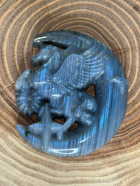 Pegasus and Moon Labradorite Carving