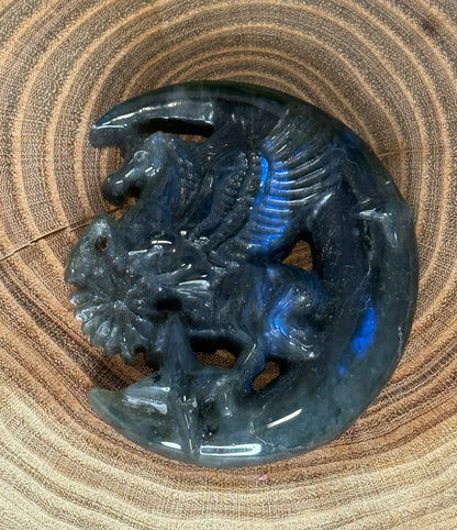 Pegasus and Moon Labradorite Carving