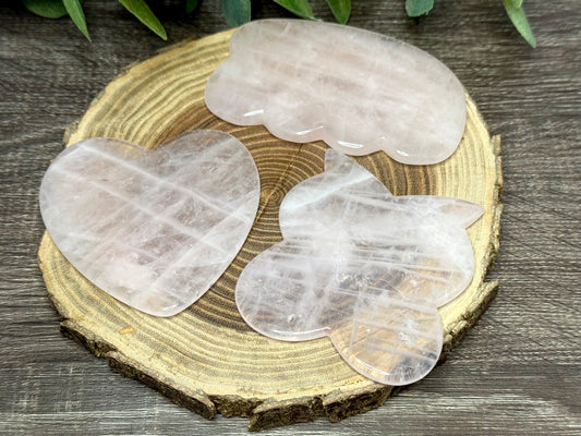 Gua Sha - Rose Quartz Heart, Butterfly, Cloud