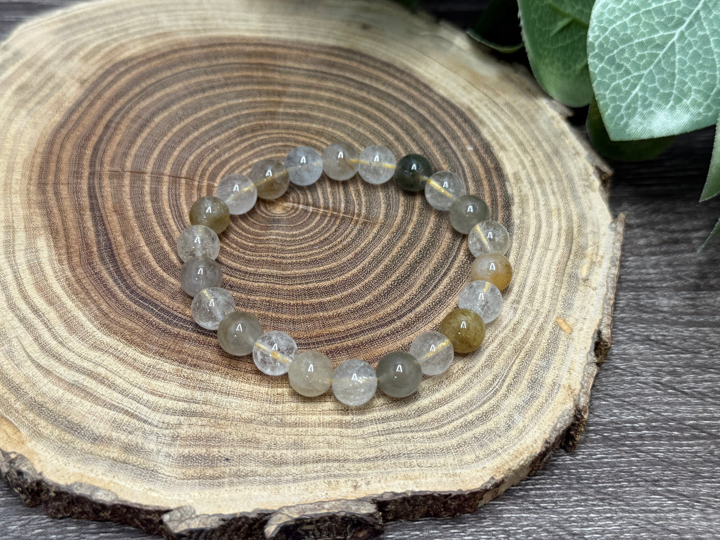 Garden Quartz/Rutilated Quartz/Tourmalinated Quartz - Bracelet 8 mm