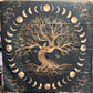 Tapestry - Black Tree of Life, Moon Phases, Bird, Flowers, Butterfly