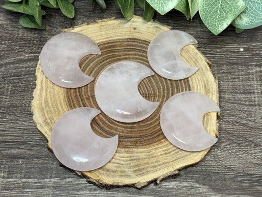Rose Quartz Moon Carvings