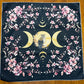Altar Cloth suede - Owl, Triple Moon, Cherry Blossom Pink Flowers