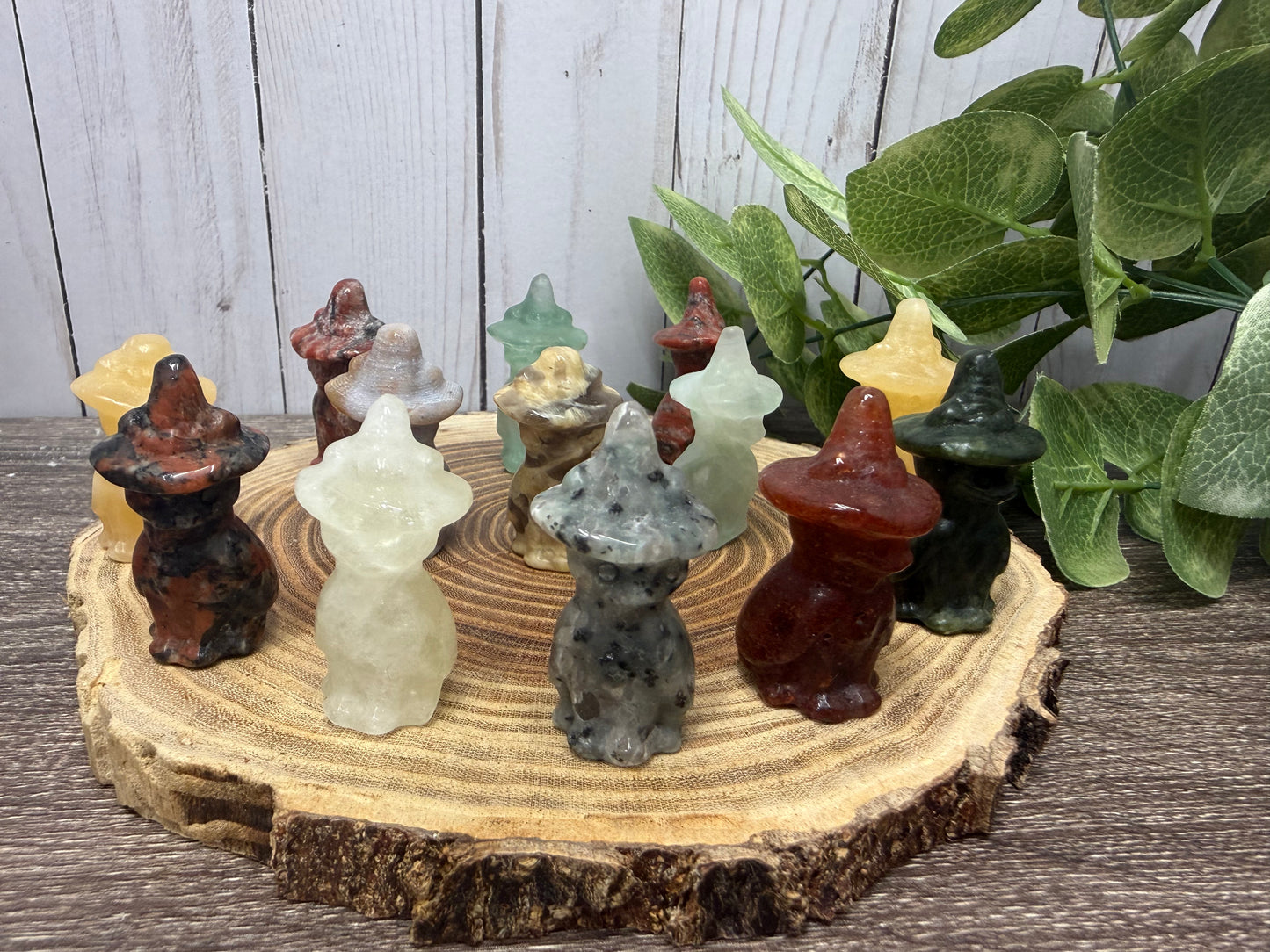 Crystal Cats with Hats Carvings