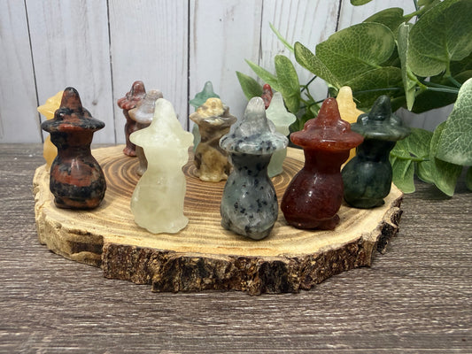 Crystal Cats with Hats Carvings