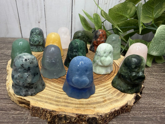 Crystal Ghost Carving Holding A Heart