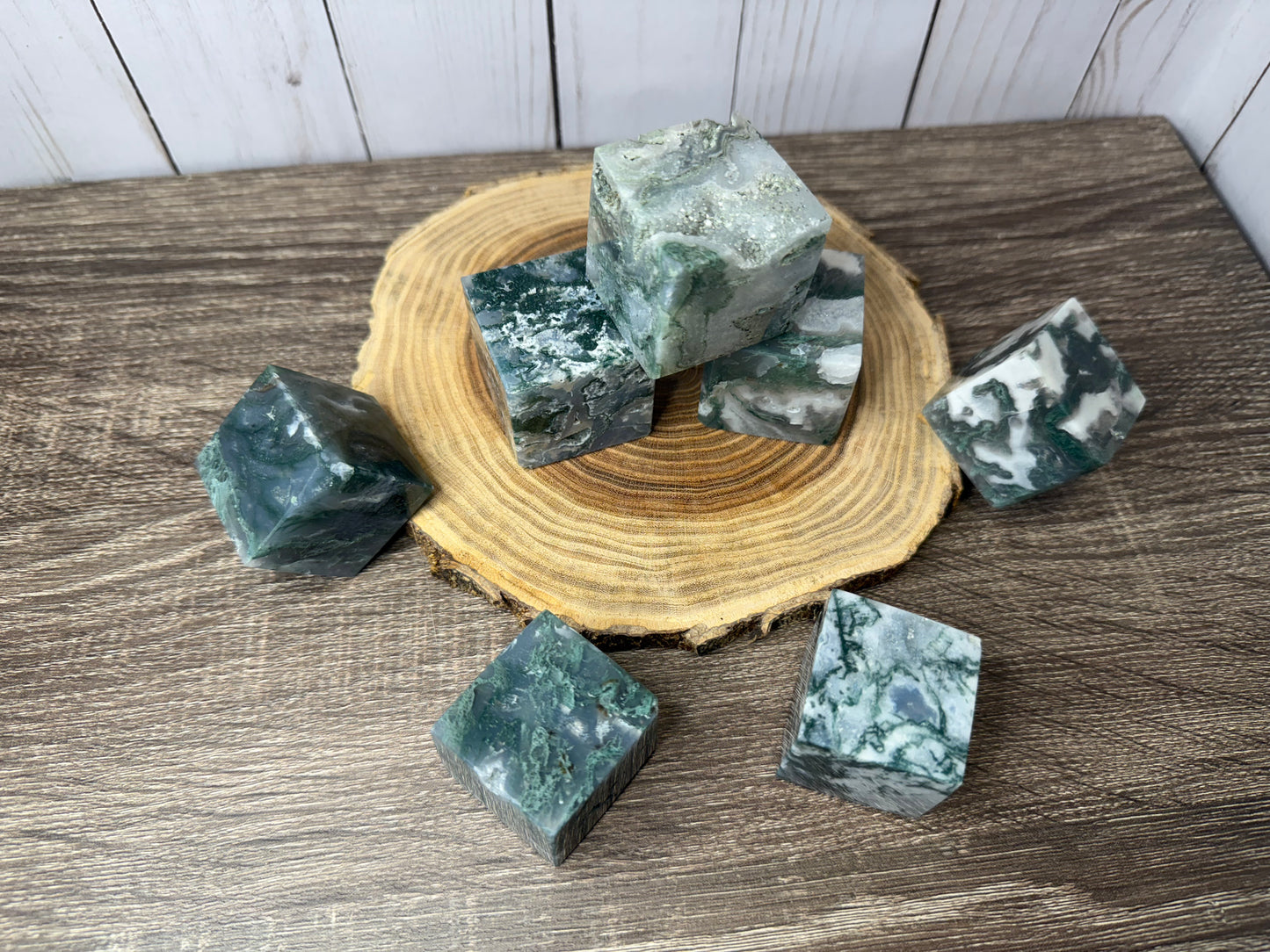 Moss Agate Squares/ Cubes