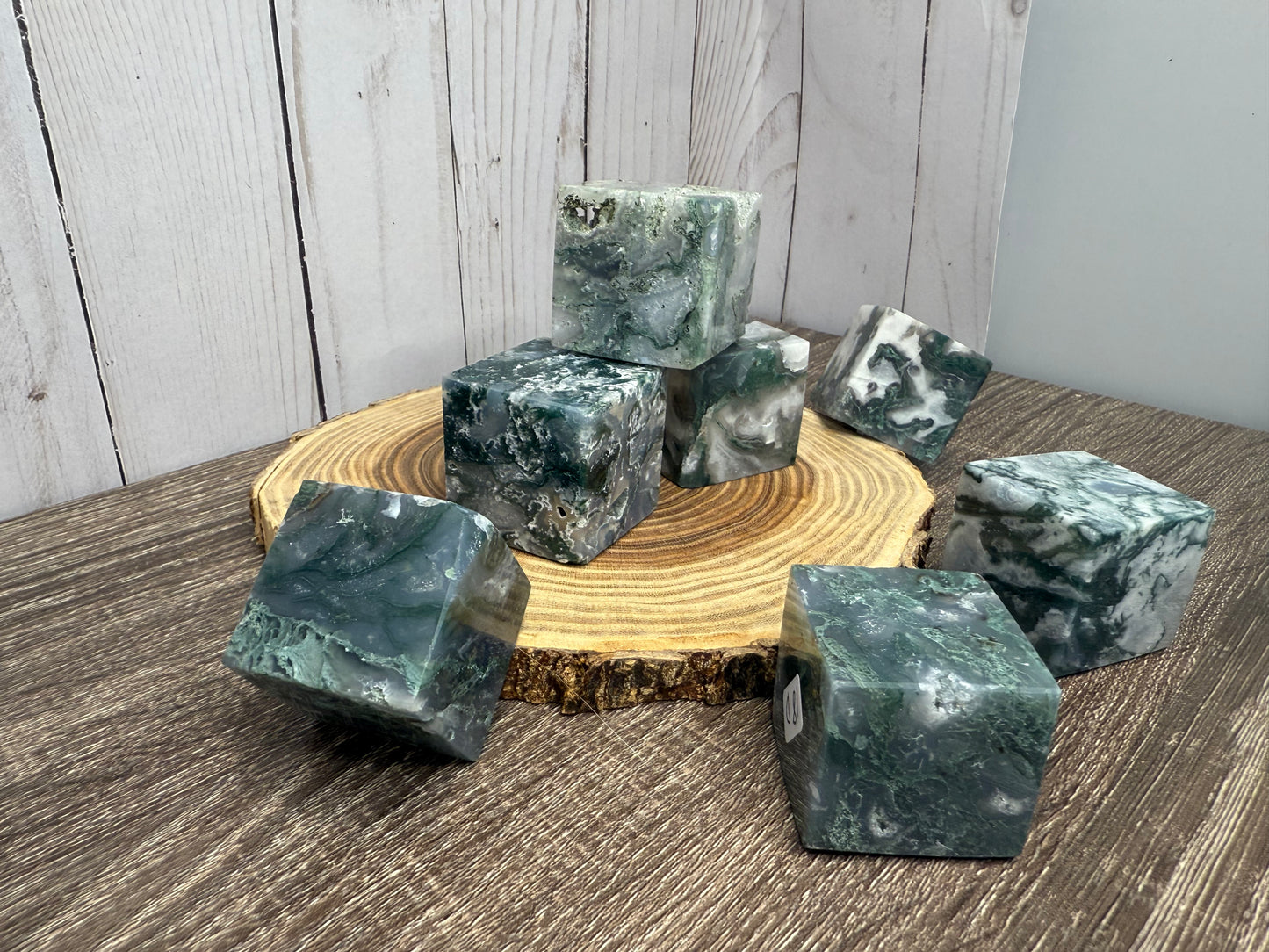 Moss Agate Squares/ Cubes