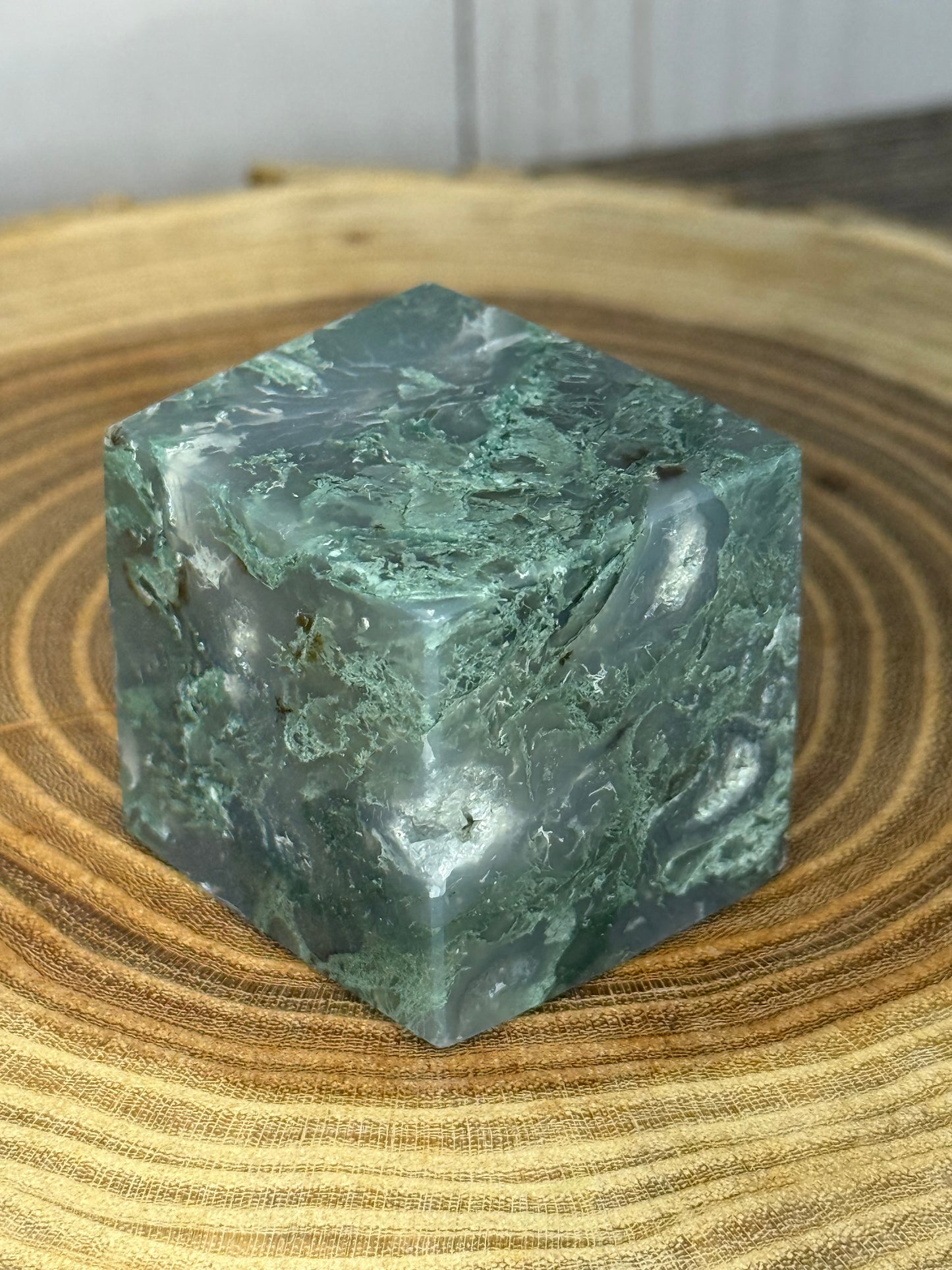 Moss Agate Squares/ Cubes